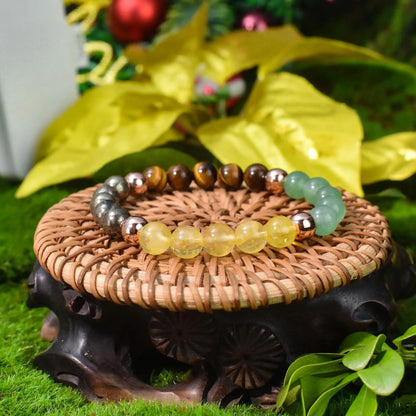 Bracelet 7 Chakras – Malachite, Aigue-Marine & Citrine