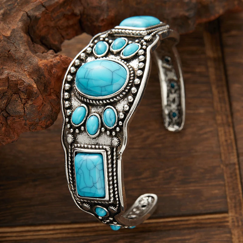 Bracelet Manchette Vintage – Turquoise Ajustable