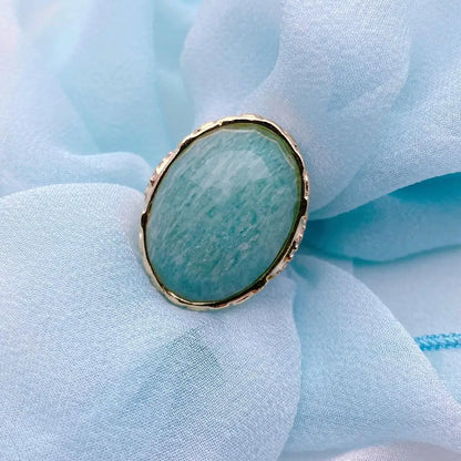 Bague Amazonite Plaqué Or Ajustable