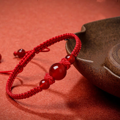 Bracelet Rouge Porte-Bonheur – Imitation Agate Tressée