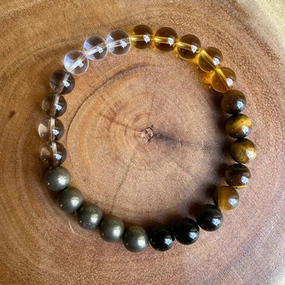 Bracelet Citrine, Pyrite & Œil de Tigre – Attraction & Réussite