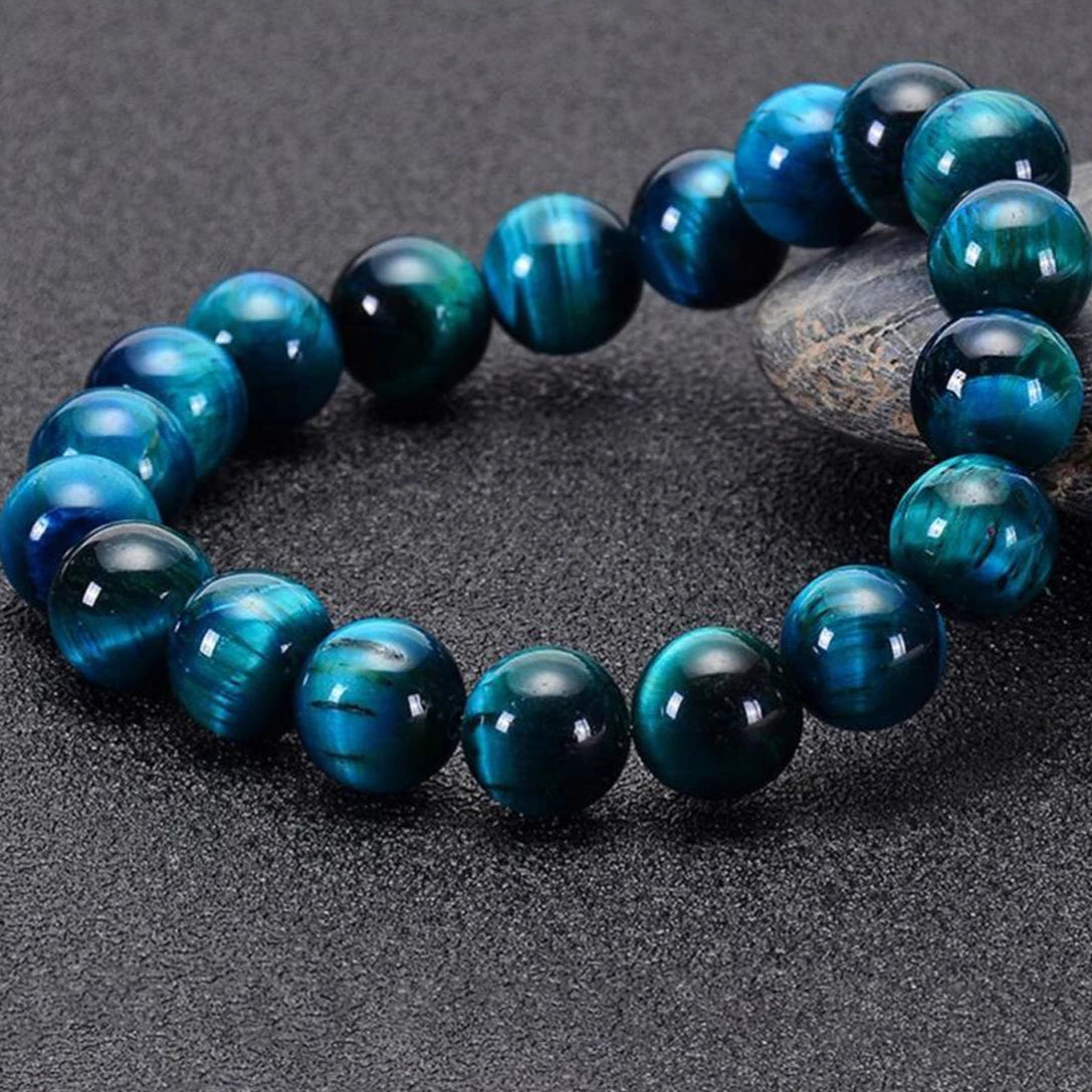 Bracelet Minimaliste – Œil de Tigre Bleu (6-10 mm)