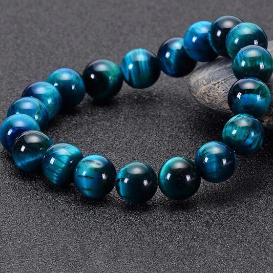 Bracelet Minimaliste – Œil de Tigre Bleu (6-10 mm)