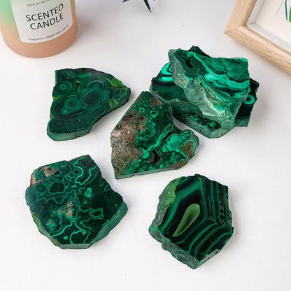 Tranches de Pierre Malachite Brute – Décor & Énergie