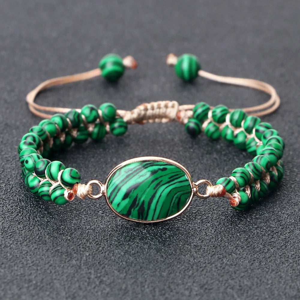 Bracelet Malachite Vert – Pierre Naturelle & Énergie