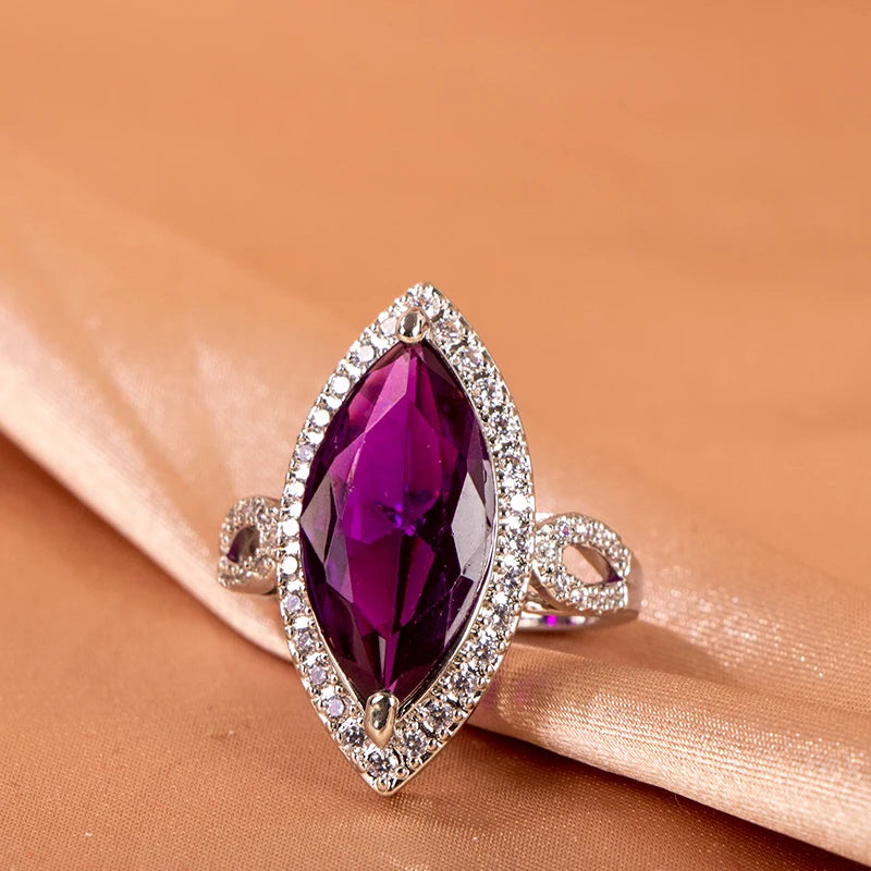 Bague Chevalière Améthyste et Zircon