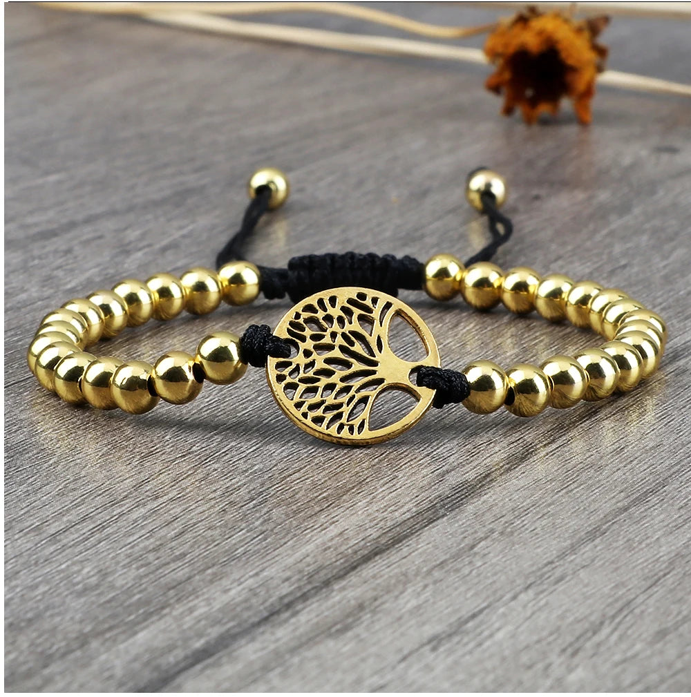 Bracelet Arbre de Vie & Hématite – Ajustable