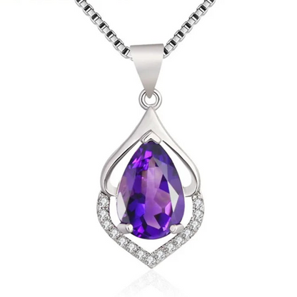 Collier Goutte Améthyste Argent 925 Élégant