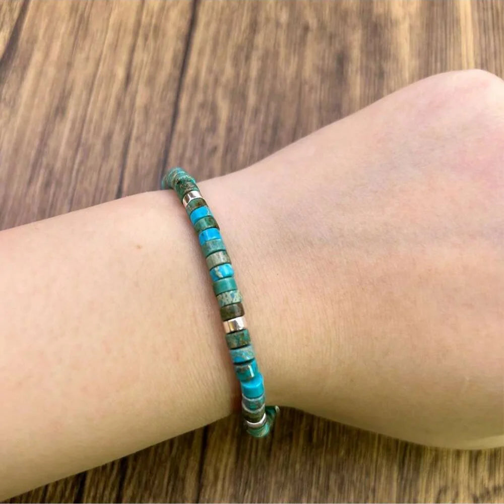 Bracelet Tressé en Turquoise – Ajustable & Naturel