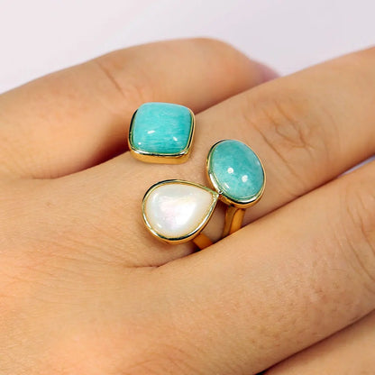 Bague Amazonite Pérou Perle Authentique