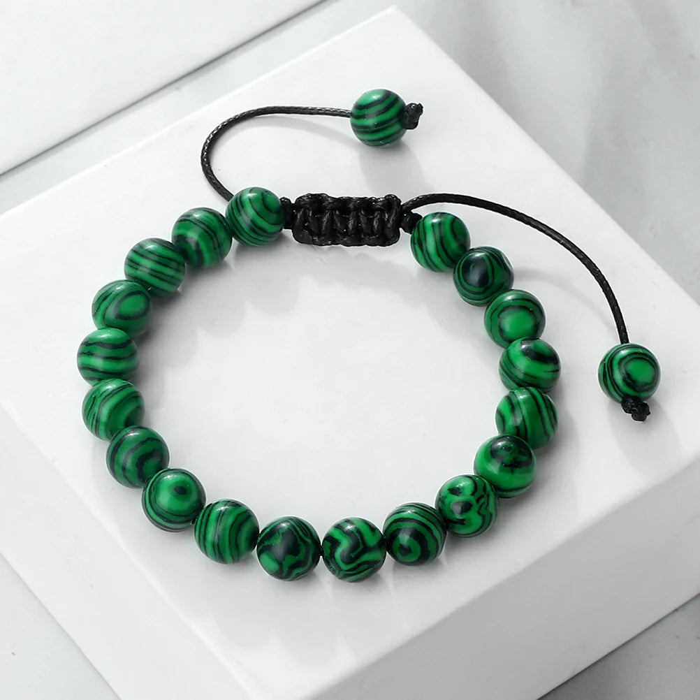 Bracelet Malachite Boho – Tressé & Ajustable