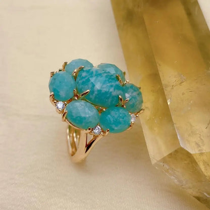 Bague Amazonite Facettée Pavé CZ