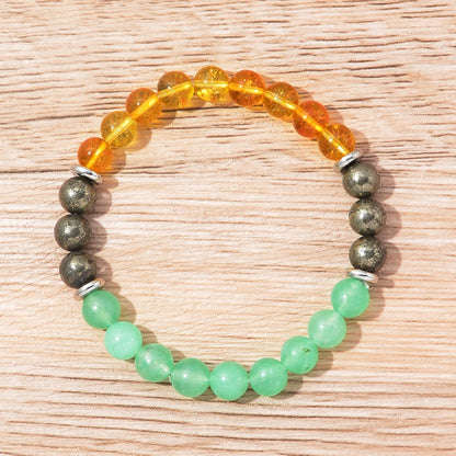 Bracelet Succès – Aventurine, Malachite & Pyrite