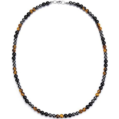 Collier Triple Protection – Obsidienne, Œil de Tigre, Hématite