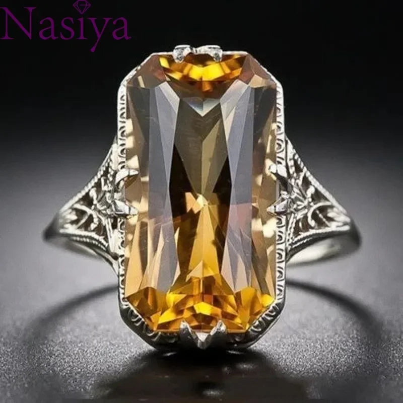 Bague Citrine Argent 925 Ajourée