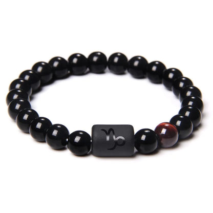 Bracelet Zodiaque 12 Signes – Onyx Noir Élastique