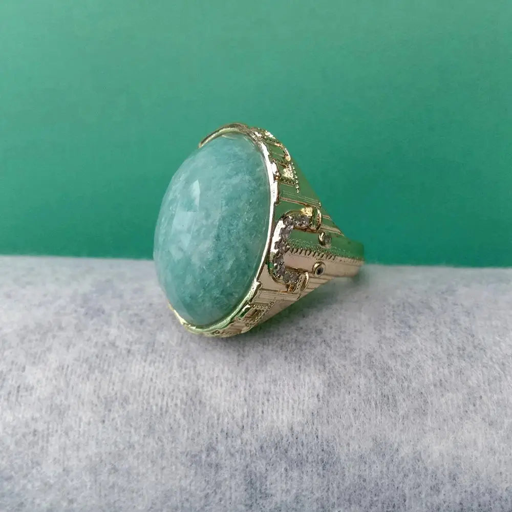 Bague Amazonite Plaqué Or Ajustable