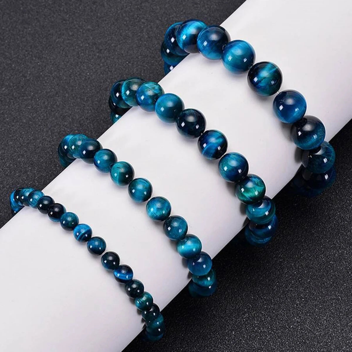 Bracelet Minimaliste – Œil de Tigre Bleu (6-10 mm)