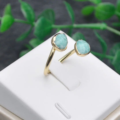 Bague Amazonite Cœur Goutte d'Eau Ouverte