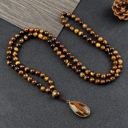 Collier 108 Mala Œil de Tigre – Fait Main