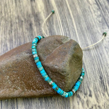 Bracelet Tressé en Turquoise – Ajustable & Naturel