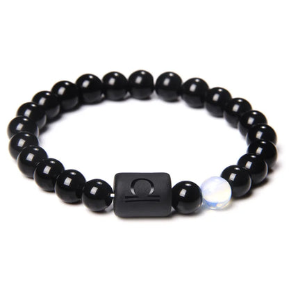 Bracelet Zodiaque 12 Signes – Onyx Noir Élastique