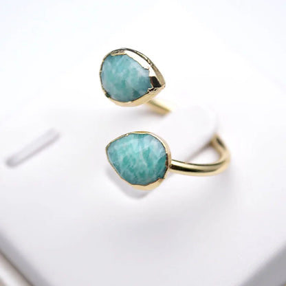 Bague Amazonite Cœur Goutte d'Eau Ouverte