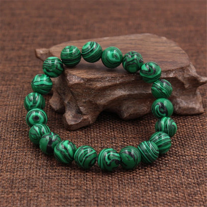 Bracelet Malachite 6/8/10/12 mm – Élastique & Bien-Être