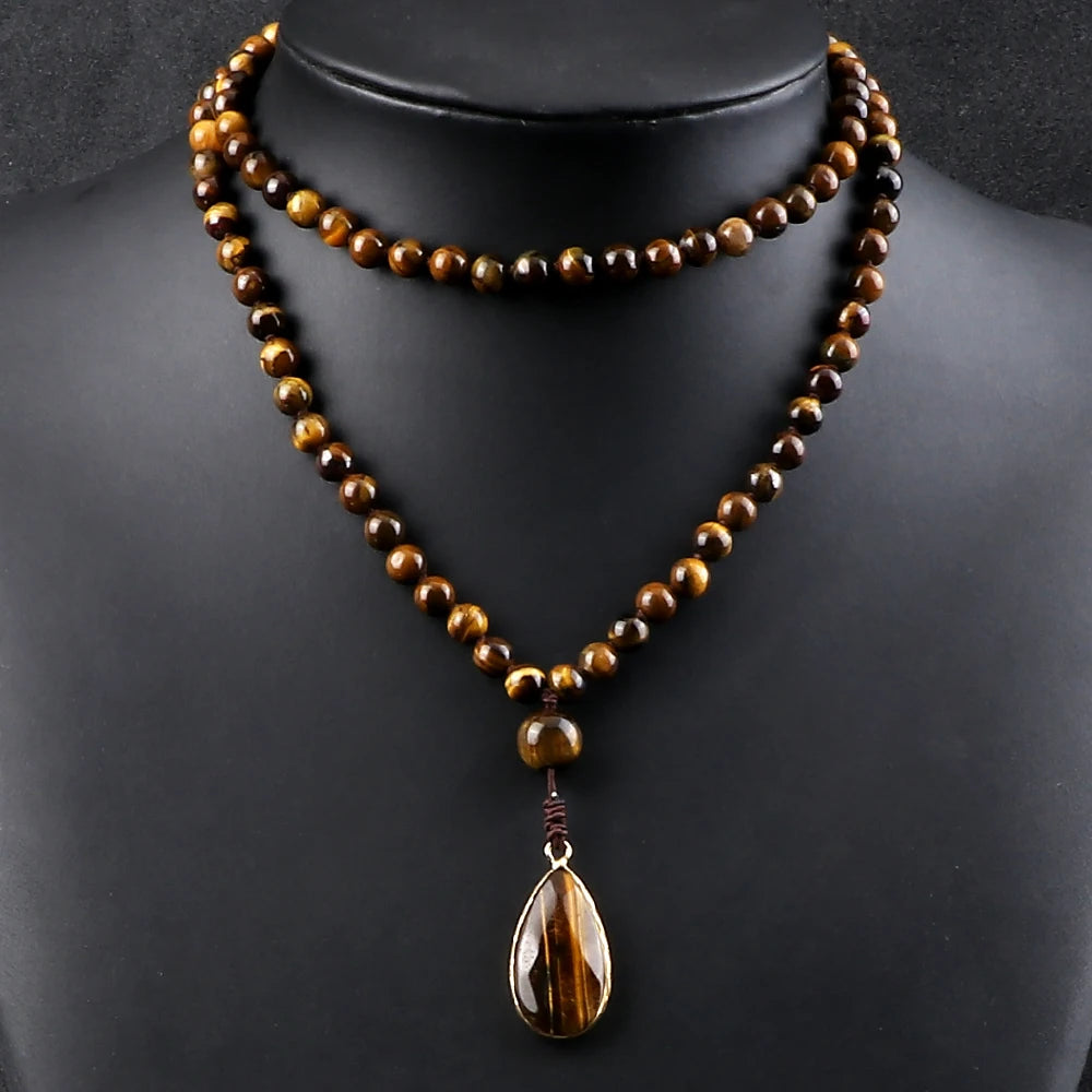 Collier 108 Mala Œil de Tigre – Fait Main
