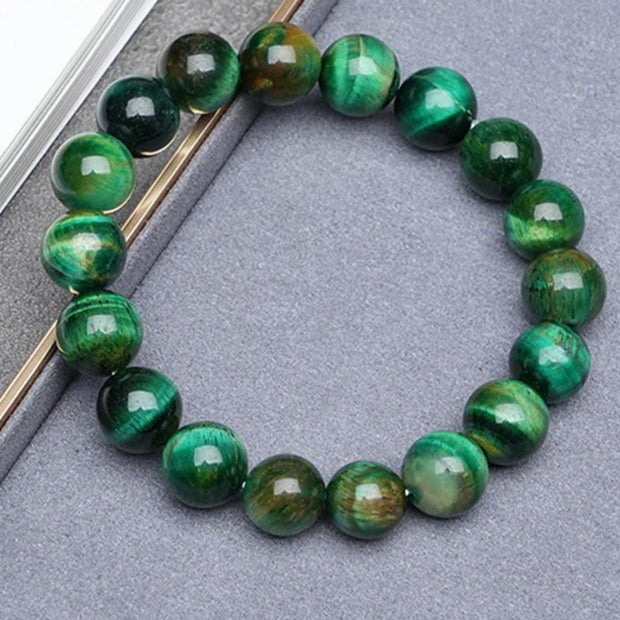 Bracelet Vert Œil de Tigre & Quartz Lave