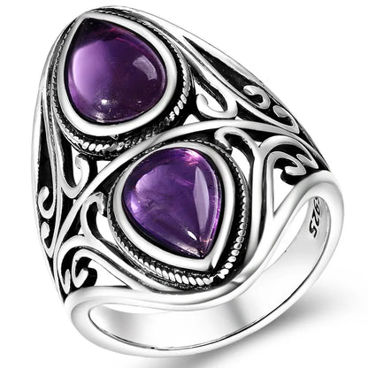 Bague Rétro Améthyste Femme Saint-Valentin