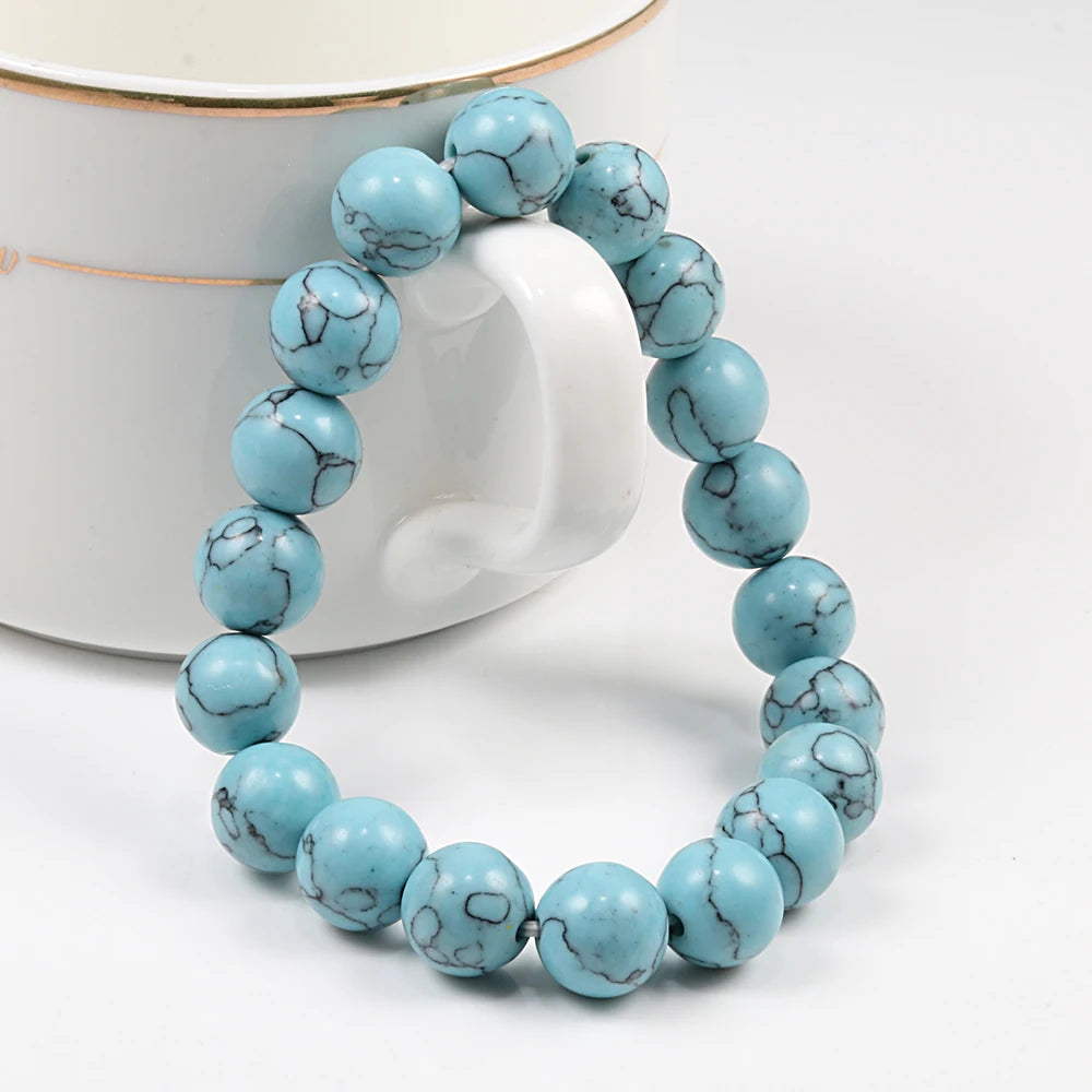 Bracelet Turquoise Boho (6/8/10 mm) – Femme/Homme