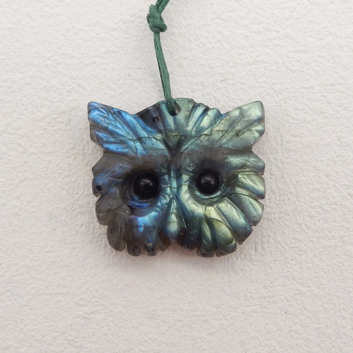 Collier Hibou Labradorite Sculpté Fait Main