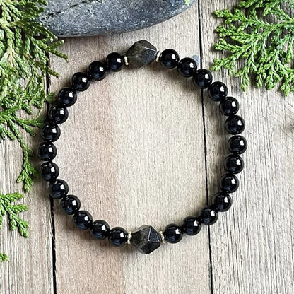 Bracelet Tourmaline Noire & Obsidienne – Cadeau Idéal