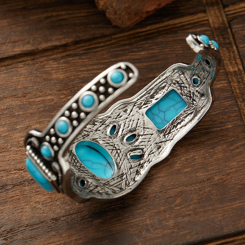 Bracelet Manchette Vintage – Turquoise Ajustable