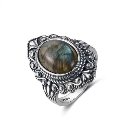 Bague Ovale Labradorite Argent 925