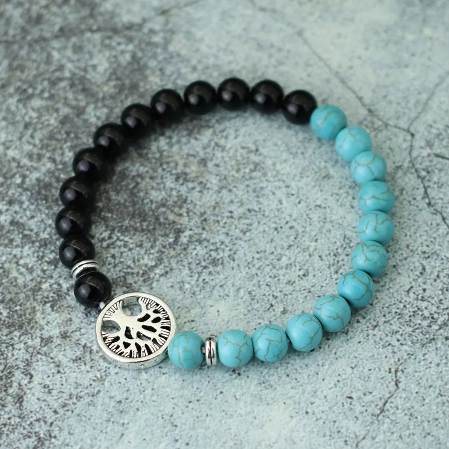 Bracelet Arbre de Vie – Œil de Tigre & Obsidienne