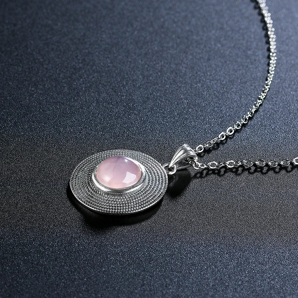 Collier Quartz Rose 10mm Argent 925