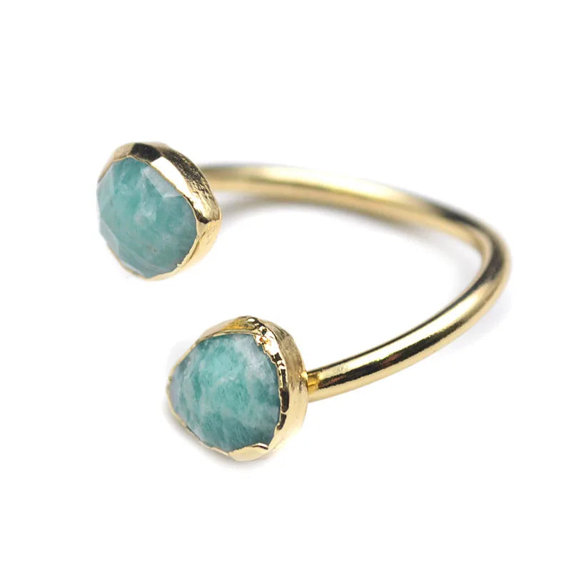 Bague Amazonite Cœur Goutte d'Eau Ouverte