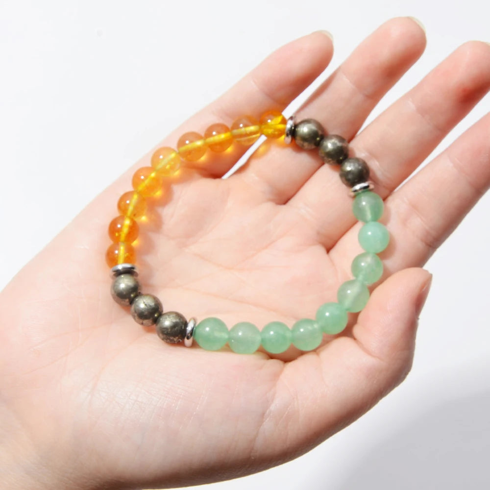 Bracelet Succès – Aventurine, Malachite & Pyrite