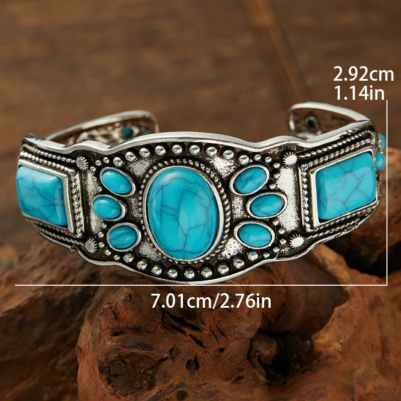 Bracelet Manchette Vintage – Turquoise Ajustable