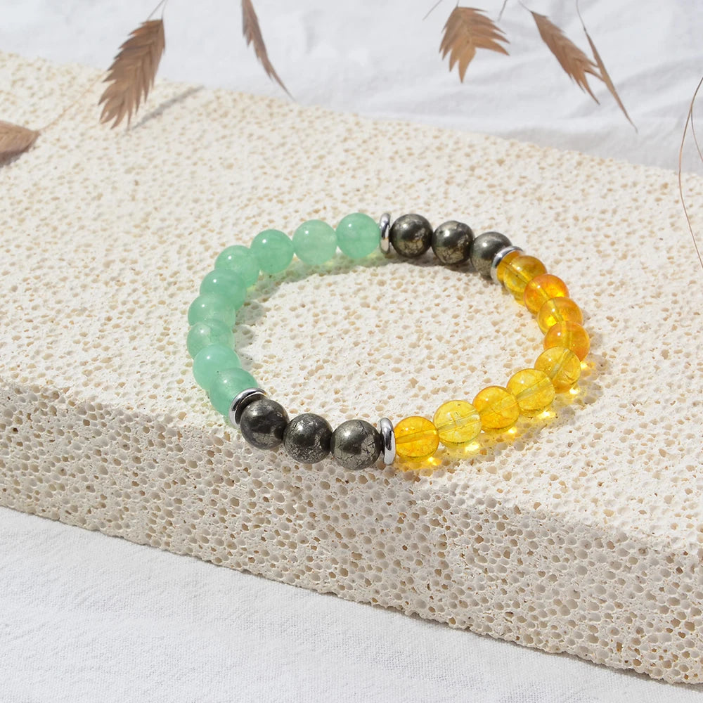 Bracelet Succès – Aventurine, Malachite & Pyrite