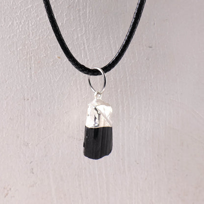 Pendentif Pierre de Protection Noire Tourmaline & Quartz