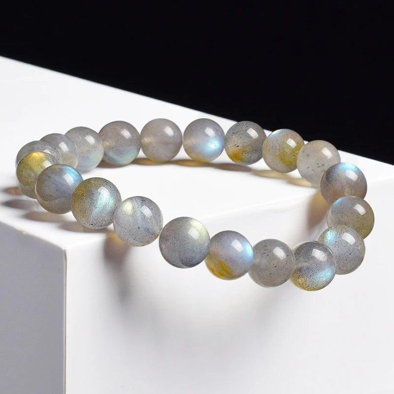 Bracelet en Labradorite Grise Naturelle – Reflets Spectrolite