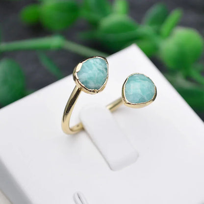 Bague Amazonite Cœur Goutte d'Eau Ouverte