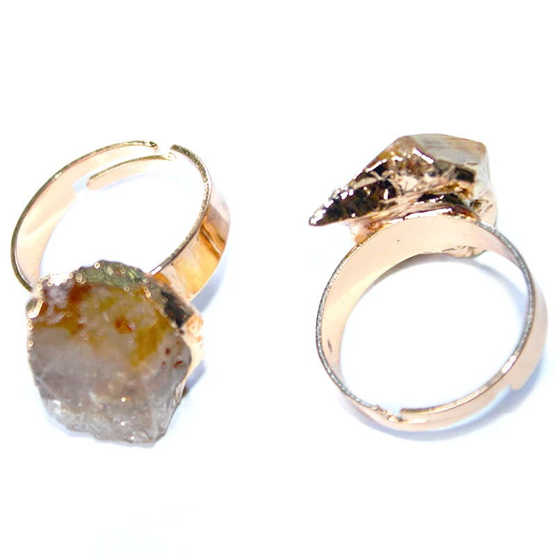 Bague Citrine Brute Large Ajustable