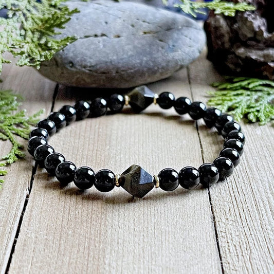 Bracelet Tourmaline Noire & Obsidienne – Cadeau Idéal