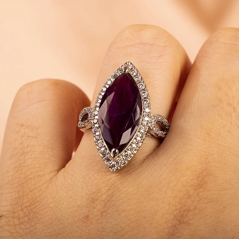 Bague Chevalière Améthyste et Zircon