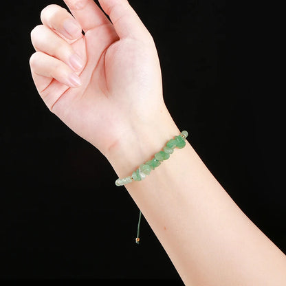 Bracelet Tressé Aventurine Verte – Perles Brutes & Reiki