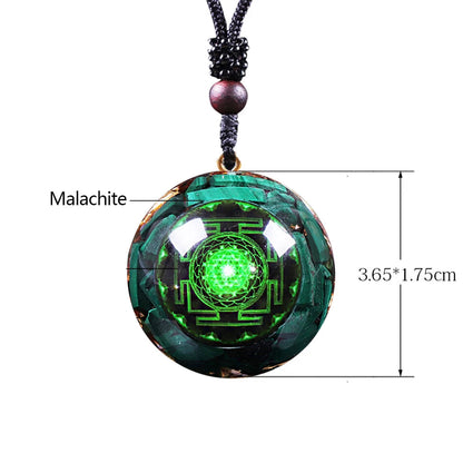 Pendentif Orgonite Malachite Sri Yantra